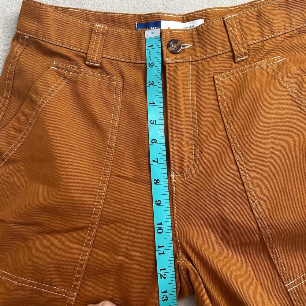 NWT Old Navy High Rise Straight Carpenter Pants 8 Brown Canvas Utility Workwear - Picture 8 of 8